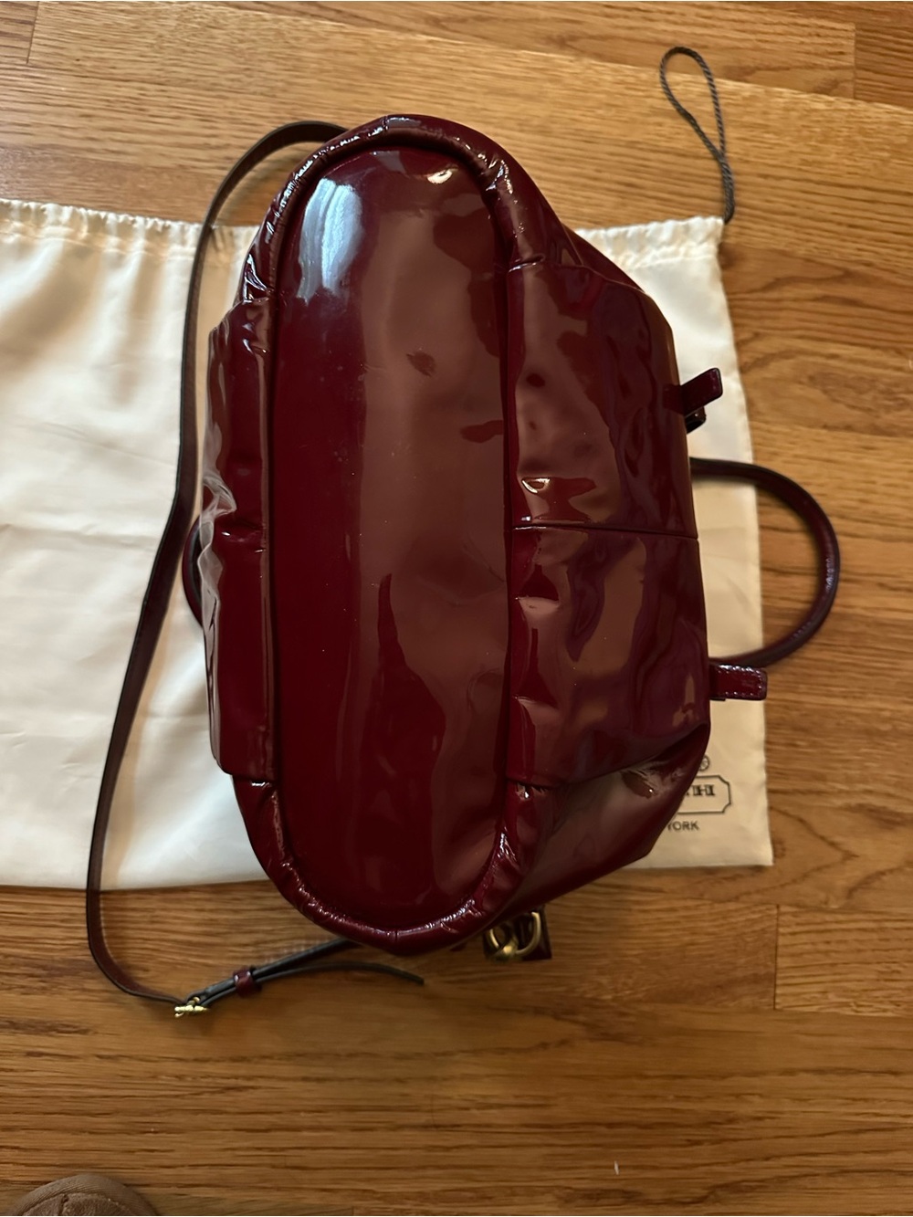 Coach Burgundy Patent Leather Satchel with Gold Hardware - Picture 2 of 2